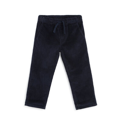 Boys Dark Blue Solid Long Trouser